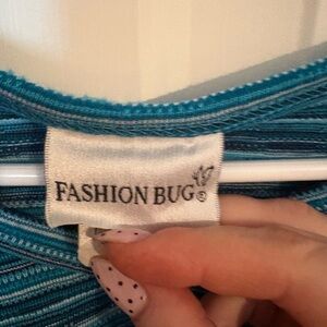 Fashion Bug Teal and White Striped Top
